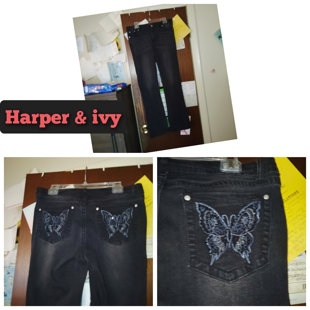 HARPER & IVY Y2K Butterfly Flare Jeans